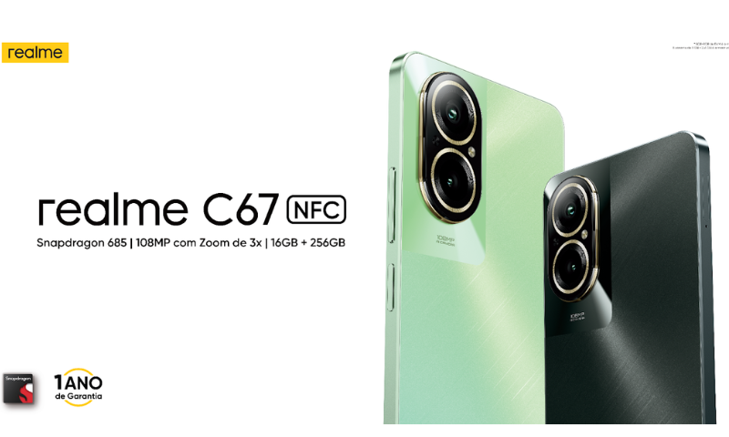  Estreia do realme C67 no Brasil traz primeiro aparelho do segmento a combinar uma câmera de 108 MP e chipset Snapdragon 685 de 6nm